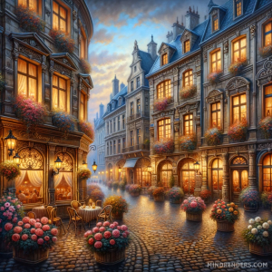 DALLE-2023-10-30-09.43.01---Oil-painting-of-an-18th-century-European-town-square-during-a-warm-summer-evening.-Cobblestone-streets-are-lined-with-historic-stone-buildings-their