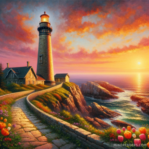 DALLE-2023-10-30-09.43.22---Oil-painting-of-a-historic-stone-lighthouse-perched-on-a-cliff-overlooking-a-vast-ocean-as-the-sun-begins-to-set.-The-lighthouse-stands-as-a-sentinel.png