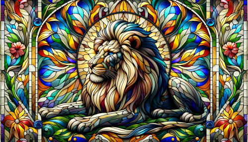 DALLE-2023-11-05-15.55.13---Craft-an-image-of-a-lion-designed-in-the-style-of-an-ornate-realistic-stained-glass-window-but-with-a-unique-and-different-design-from-previous-imag.png