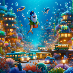 DALLE-2023-11-06-18.06.34---A-Pixar-like-whimsical-scene-depicting-a-bustling-undersea-city-with-corals-and-sea-creatures-akin-to-an-underwater-metropolis.-Colorful-fish-are-com