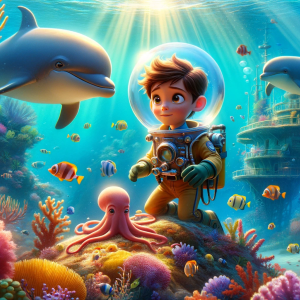 DALLE-2023-11-06-18.11.09---In-a-Pixar-like-style-a-young-Caucasian-boy-with-brown-hair-is-exploring-a-vibrant-coral-reef-under-the-ocean.-Hes-wearing-a-miniature-submarine-sui