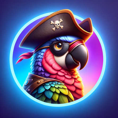 DALL·E 2023 11 18 07.38.15 A quirky parrot dressed as a pirate, complete with a hat and eye patch, c