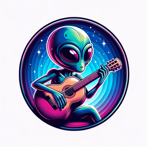 DALL·E 2023 11 19 19.04.20 A creative and whimsical depiction of an alien playing a guitar, set with