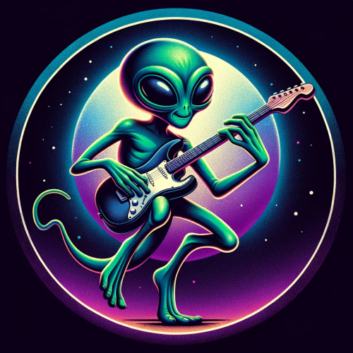 DALL·E 2023 11 19 19.04.41 A humorous and imaginative depiction of an alien playing an electric guit