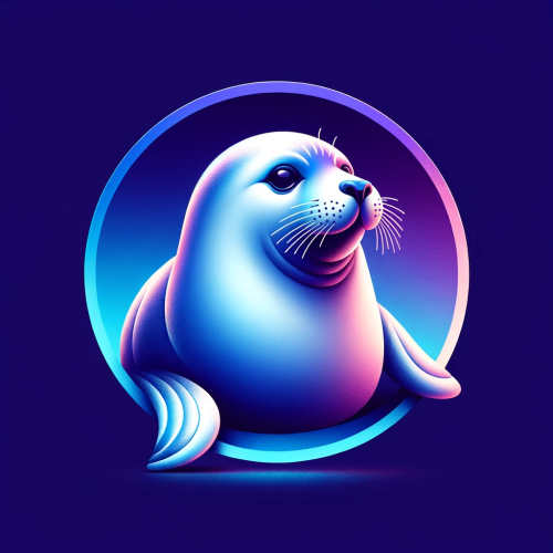 DALL·E 2023 11 20 09.36.50 Creative depiction of a harp seal within a circular shape, with a gradien