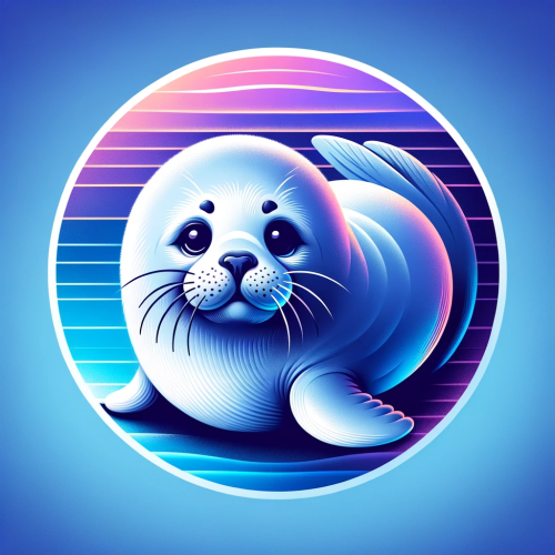 DALL·E 2023 11 20 09.37.28 Creative depiction of a harp seal within a circular shape, with a gradien