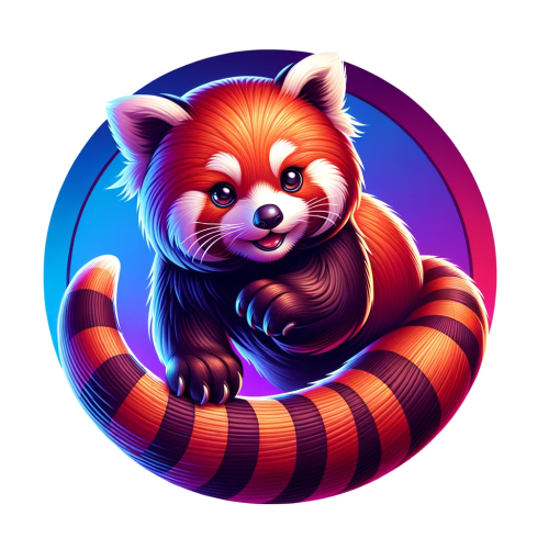 DALL·E 2023 11 20 09.34.25 Creative depiction of a red panda within a circular shape, featuring a gr