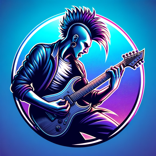 DALL·E 2023 11 20 09.39.34 Creative depiction of a guy with a mohawk playing an electric guitar with
